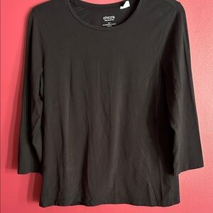 Chico's Classic Black 3/4 Length Sleeve Shirt